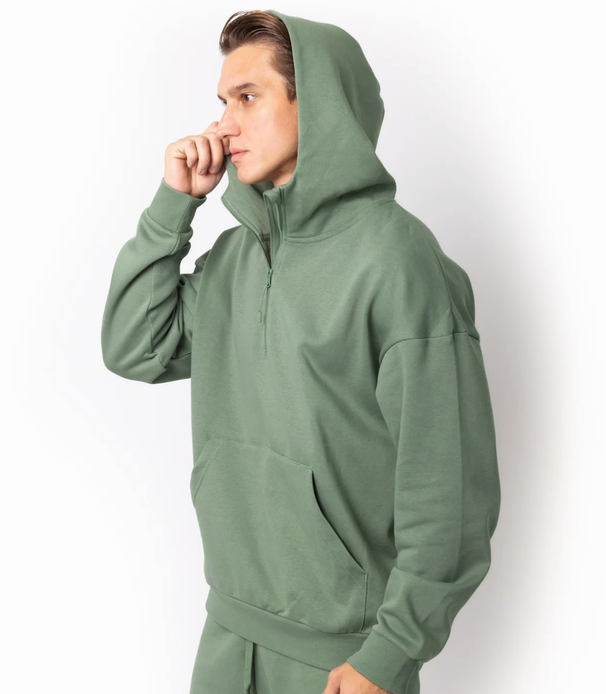 Unisex Drop Shoulder 1/2 Zip Hoodie - HERO-4220