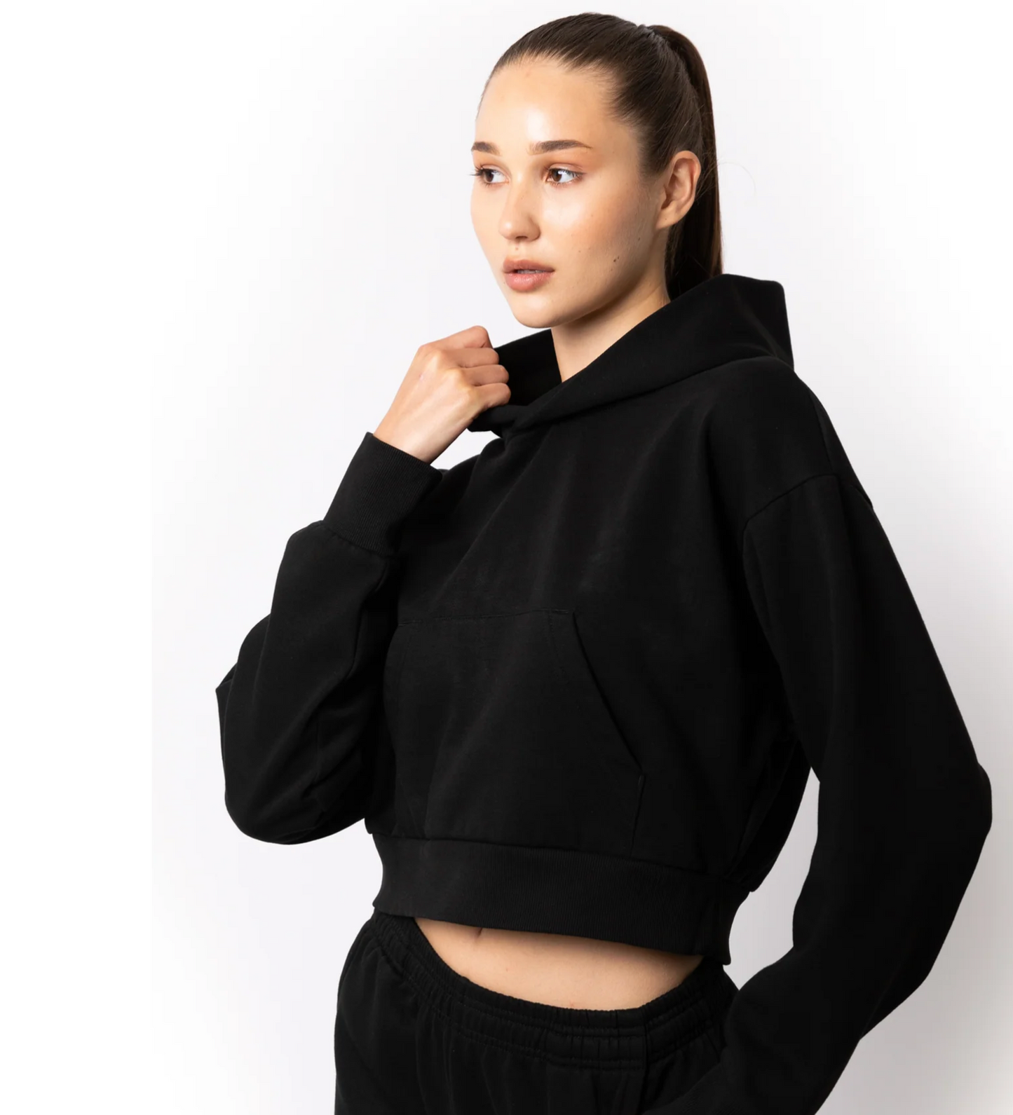 Cropped Drop Shoulder Pullover Hoodie - HERO-2120C
