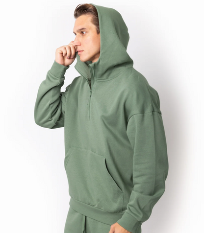 Unisex Drop Shoulder 1/2 Zip Hoodie - HERO-4220